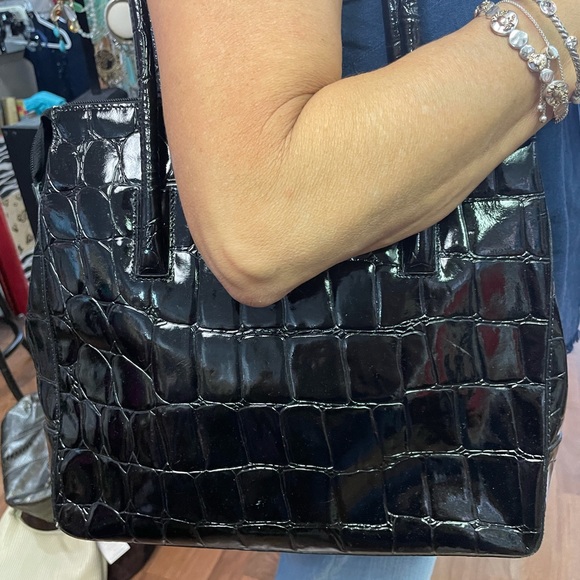 Black tote leather crock ~back to work babes! - Picture 3 of 5